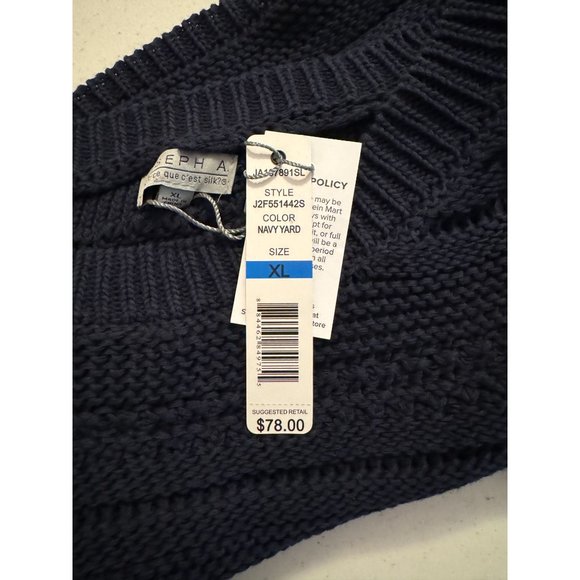 Joseph A NWT Sz XL Navy Boxy  3/4 Sleeves Crewneck Sweater - Picture 3 of 11